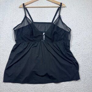 Cacique Mesh Fishnet Cami Teddy Women's Plus Size 26 / 28 Black Burlesque